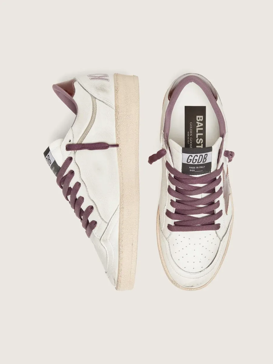 Ball Star LTD donna in pelle bianca con stella in pelle burgundy