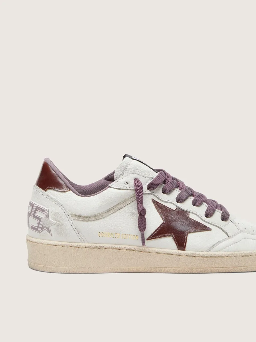 Ball Star LTD donna in pelle bianca con stella in pelle burgundy