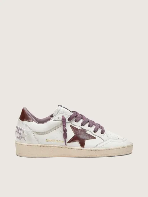 Ball Star LTD donna in pelle bianca con stella in pelle burgundy