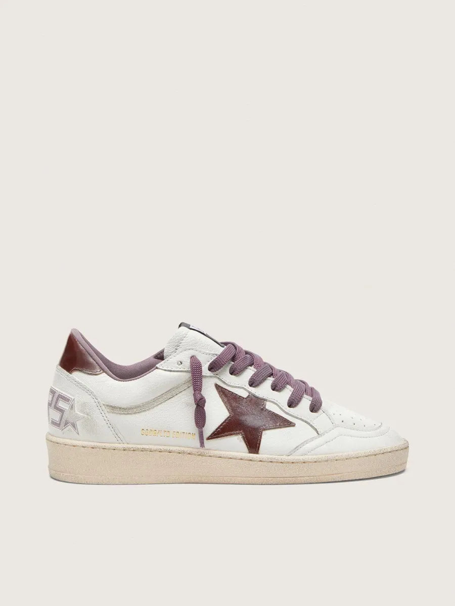 Ball Star LTD donna in pelle bianca con stella in pelle burgundy