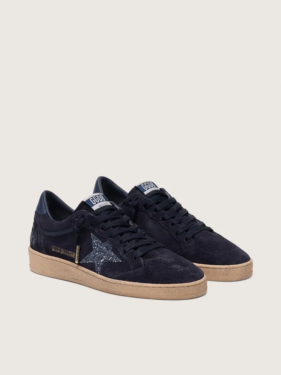 Ball Star donna in suede blu scuro con stella glitter blu scuro