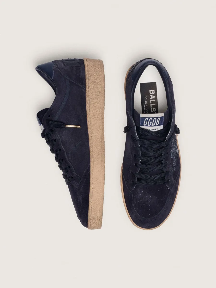 Ball Star donna in suede blu scuro con stella glitter blu scuro