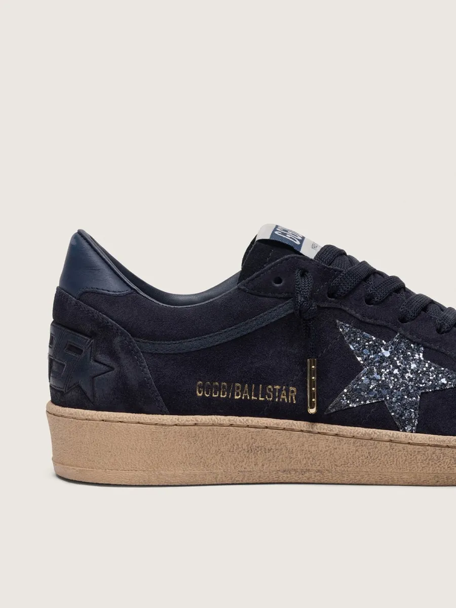 Ball Star donna in suede blu scuro con stella glitter blu scuro