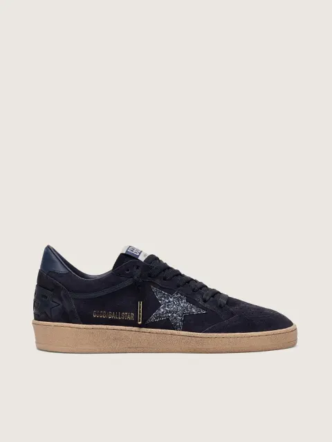 Ball Star donna in suede blu scuro con stella glitter blu scuro