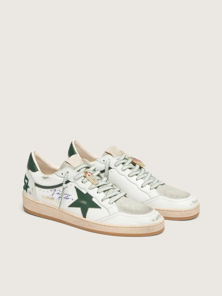 Ball Star LTD donna in pelle bianca con stella verde e Skins applicata