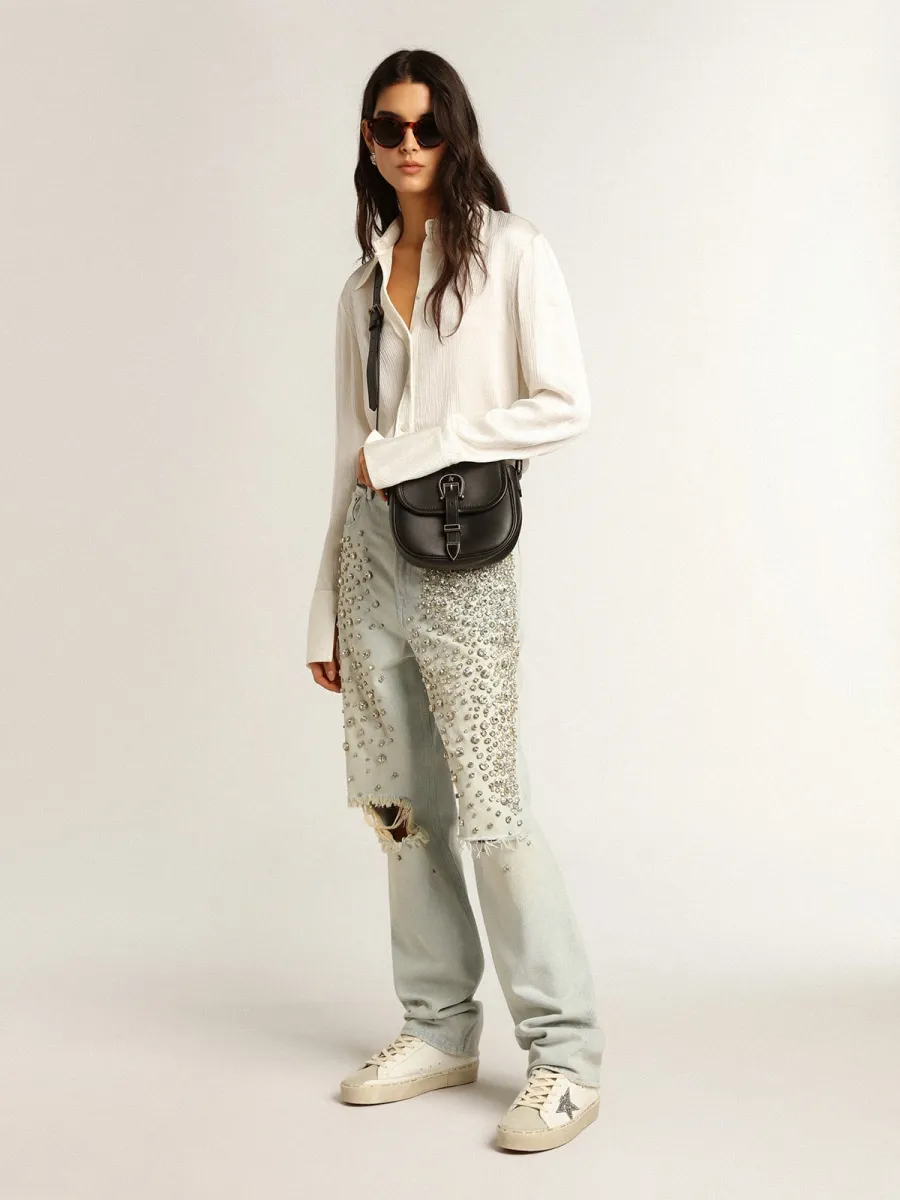 Hi Star Donna con stella in glitter argento e talloncino in nabuk tortora