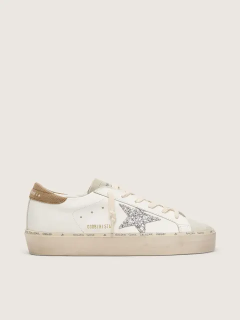 Hi Star Donna con stella in glitter argento e talloncino in nabuk tortora