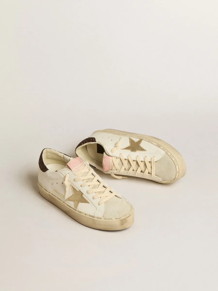 Hi Star con stella in pelle laminata platino e talloncino in glitter