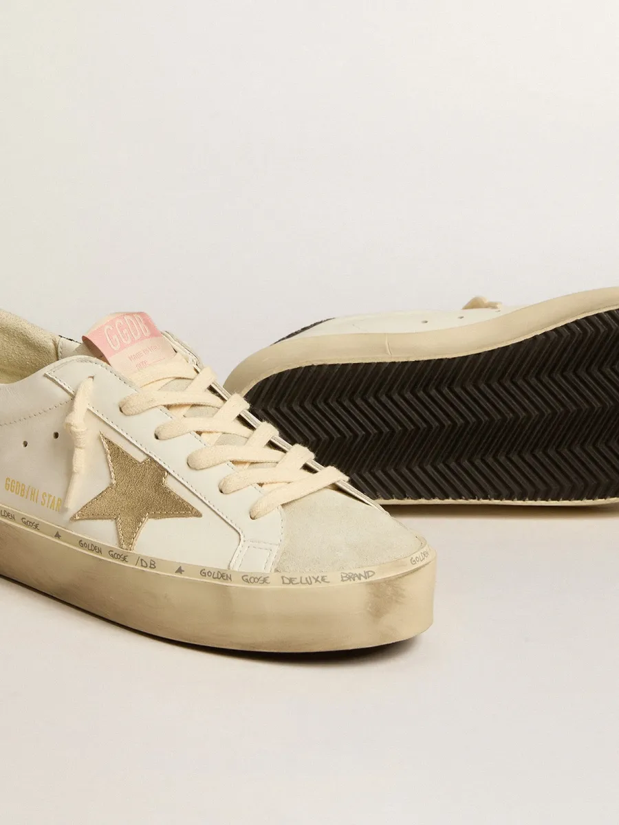 Hi Star con stella in pelle laminata platino e talloncino in glitter