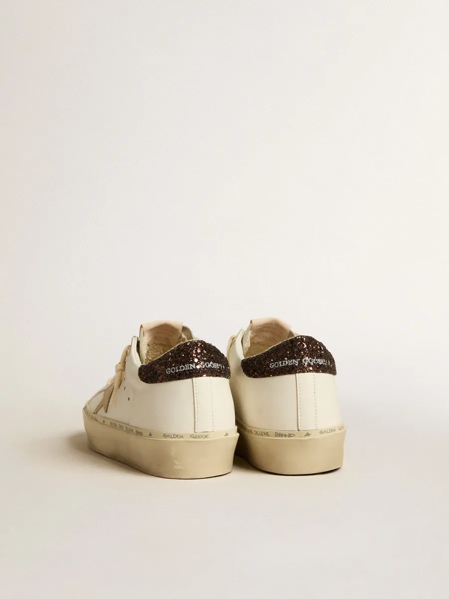 Hi Star con stella in pelle laminata platino e talloncino in glitter