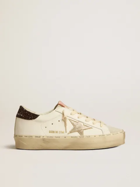 Hi Star con stella in pelle laminata platino e talloncino in glitter