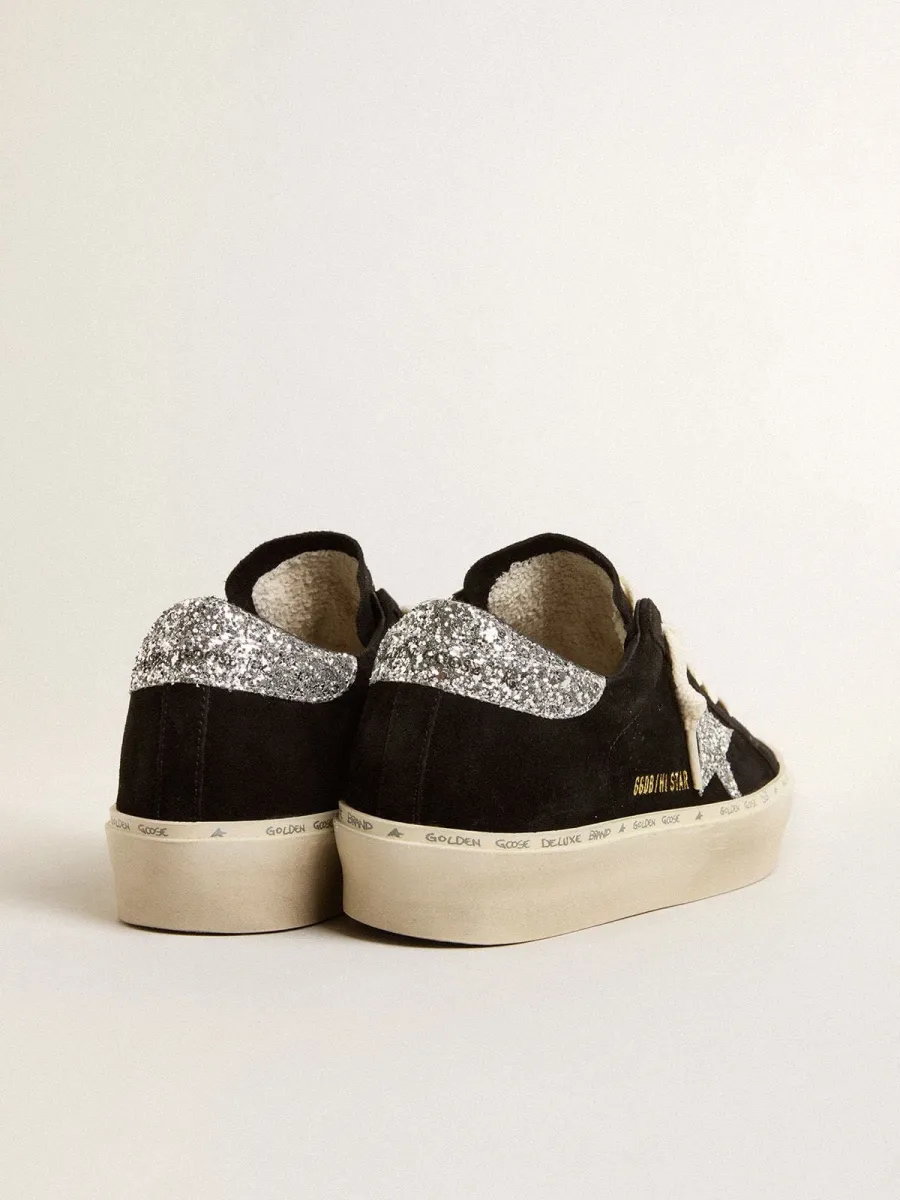 Hi Star donna in suede nero con stella glitter argento