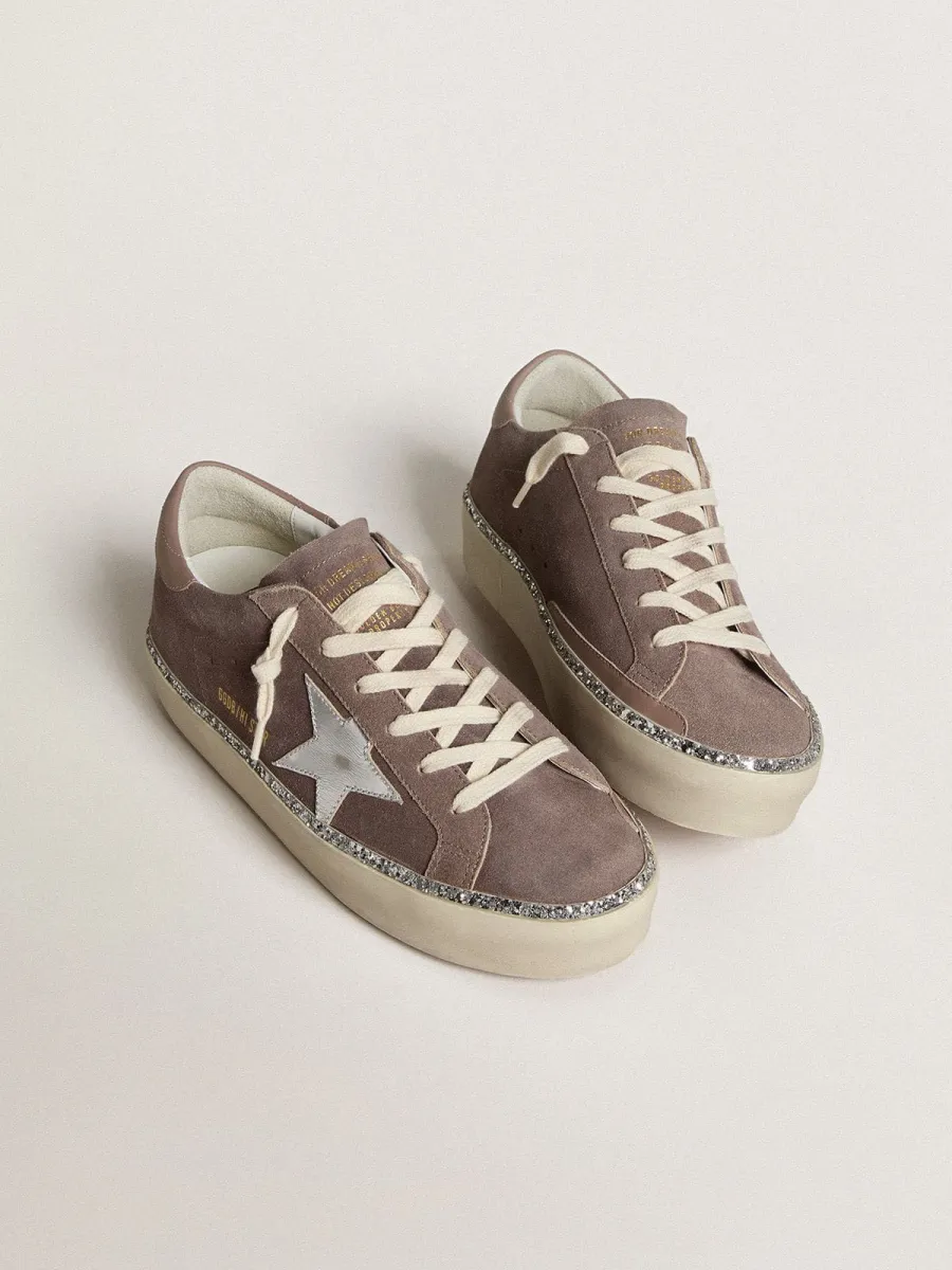 Hi Star Donna in suede con stella in pelle argento e talloncino in pelle