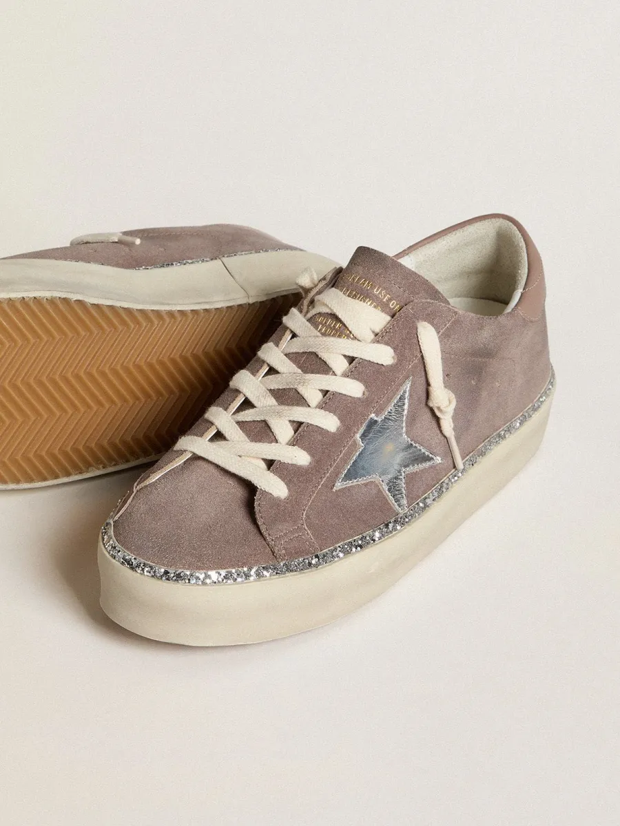 Hi Star Donna in suede con stella in pelle argento e talloncino in pelle