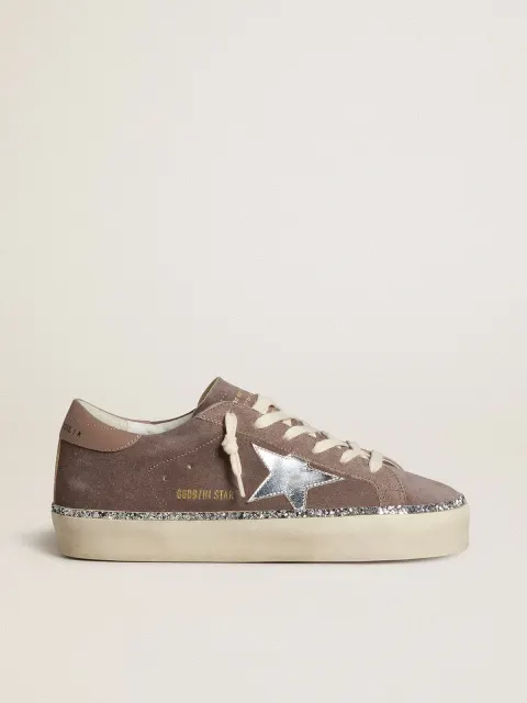 Hi Star Donna in suede con stella in pelle argento e talloncino in pelle