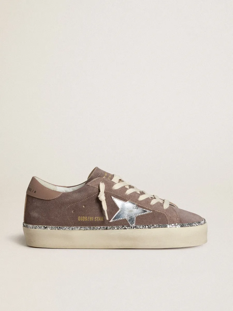 Hi Star Donna in suede con stella in pelle argento e talloncino in pelle