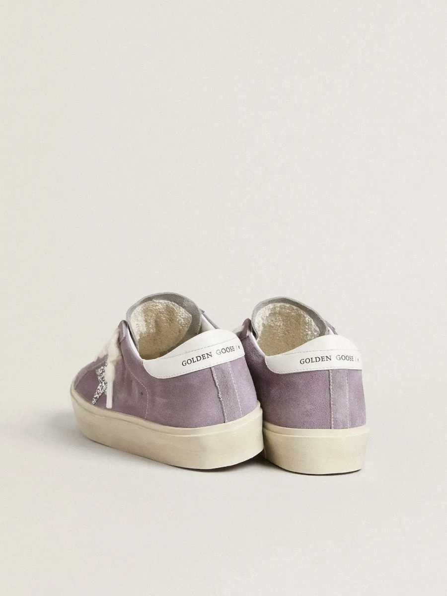 Hi Star Donna in suede viola con stella glitter argento