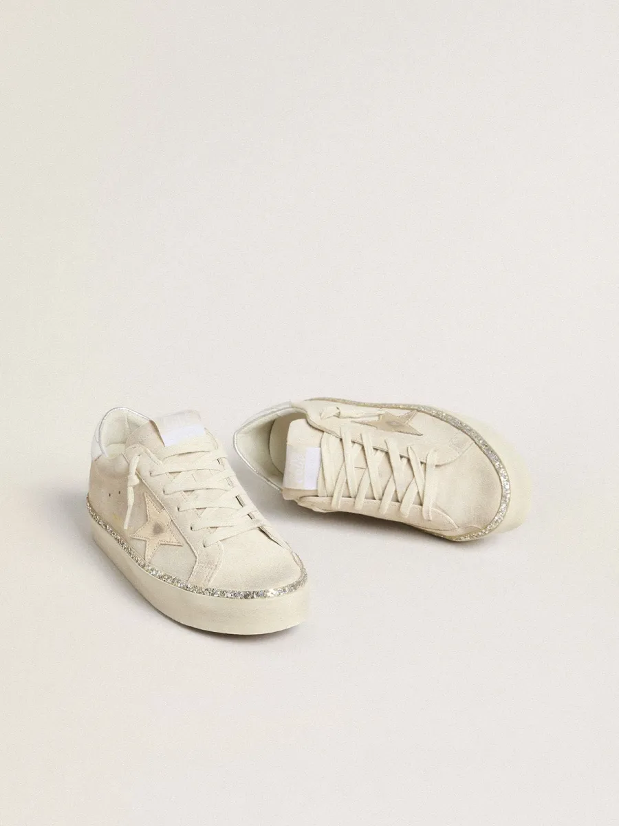 Hi Star in suede con stella e talloncino in pelle laminata argento