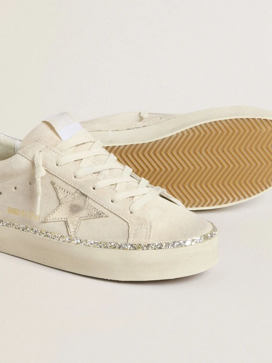 Hi Star in suede con stella e talloncino in pelle laminata argento