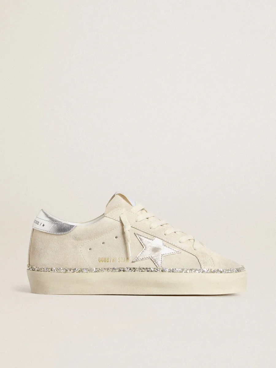 Hi Star in suede con stella e talloncino in pelle laminata argento
