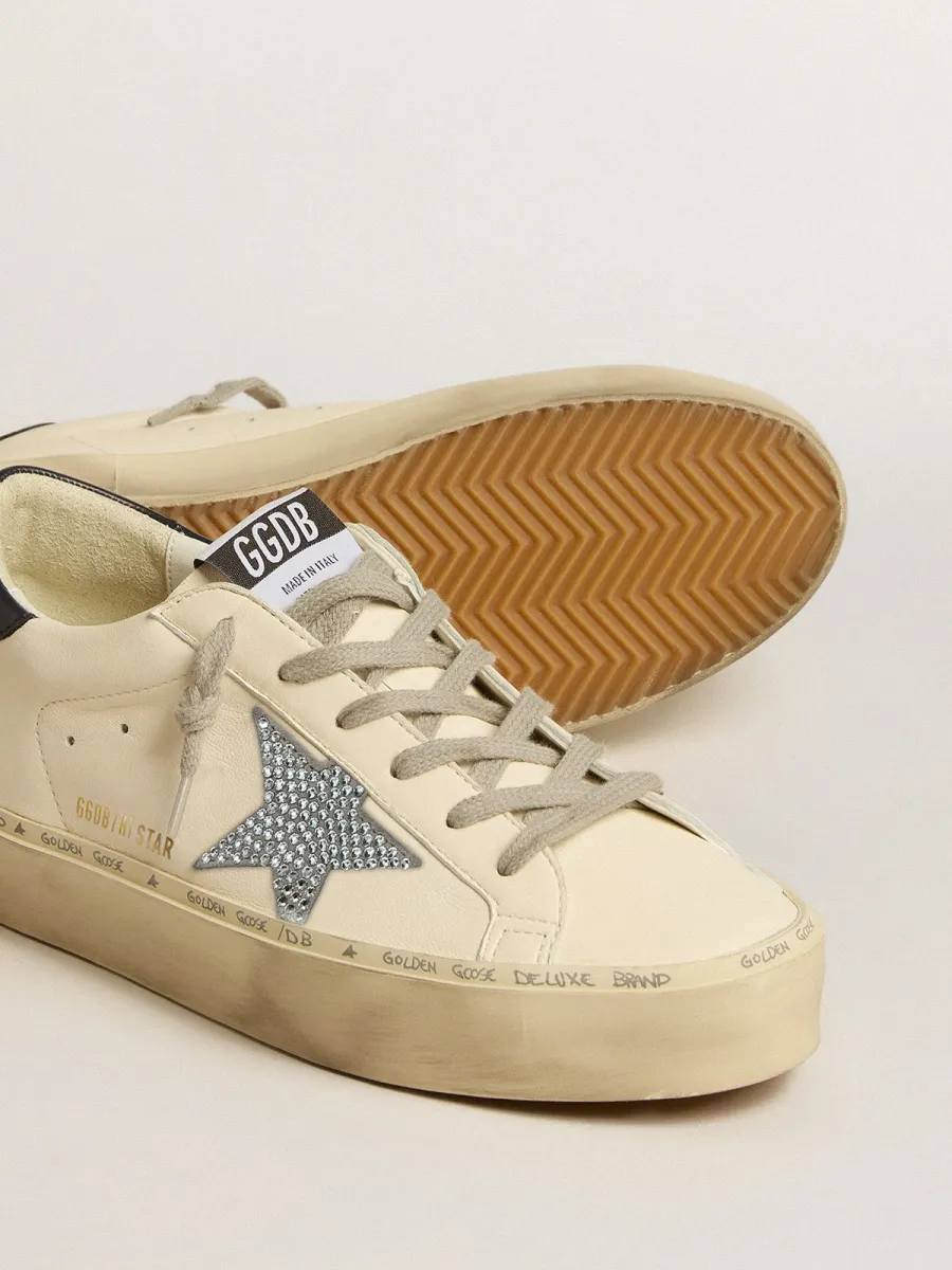 Hi Star in nappa con stella in cristalli Swarovski e talloncino in pelle blu scuro