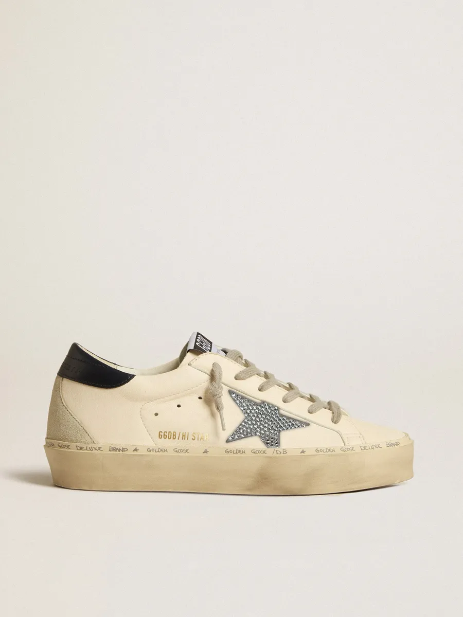 Hi Star in nappa con stella in cristalli Swarovski e talloncino in pelle blu scuro