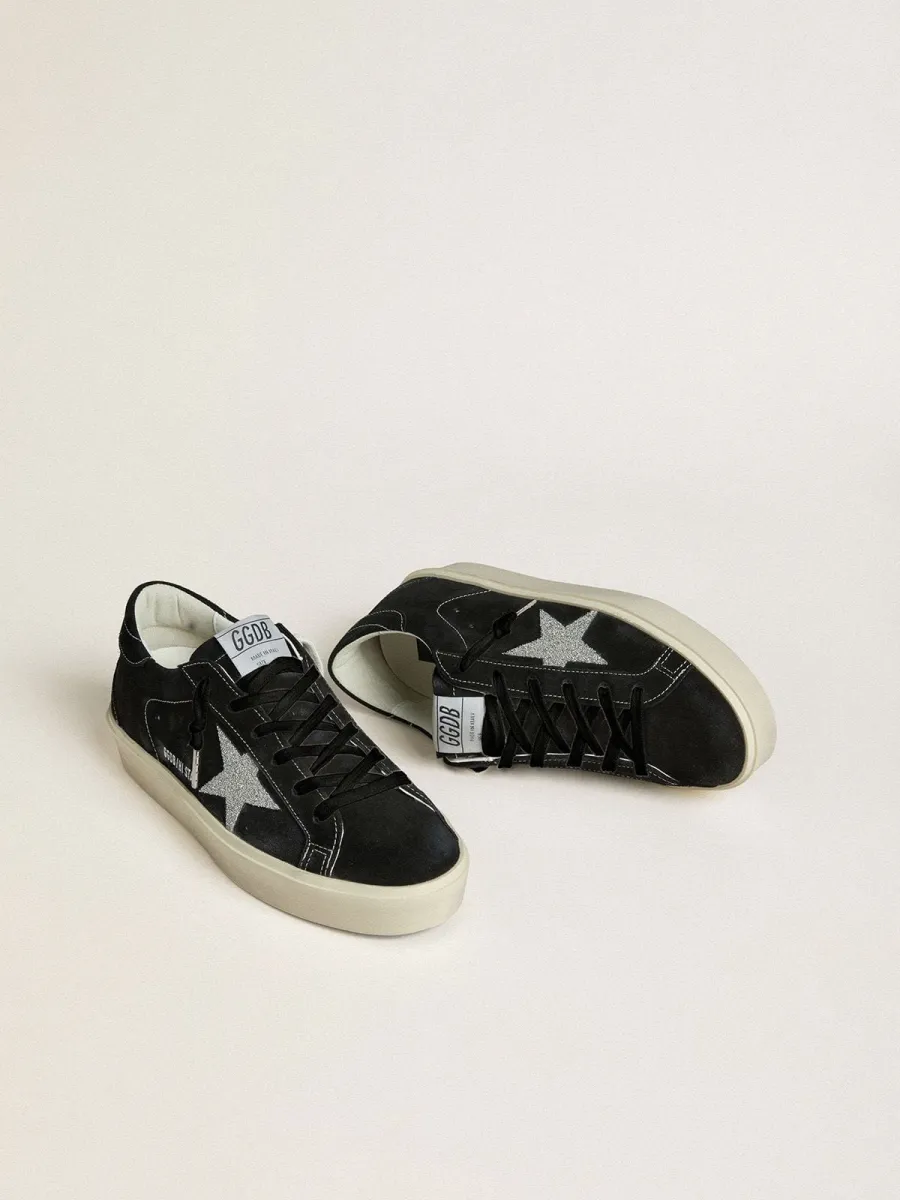 Hi Star Donna in suede nero con stella in cristalli Swarovski color argento
