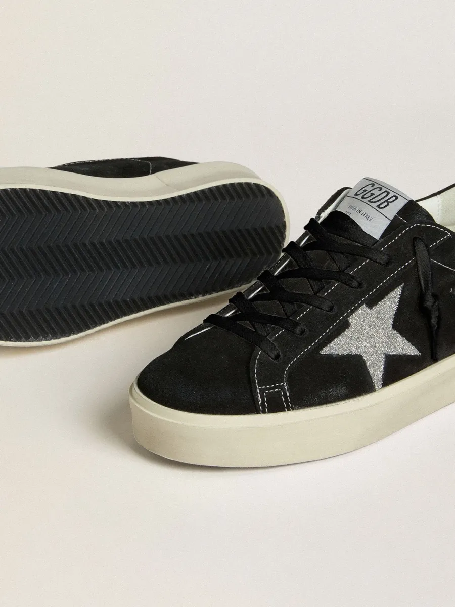 Hi Star Donna in suede nero con stella in cristalli Swarovski color argento