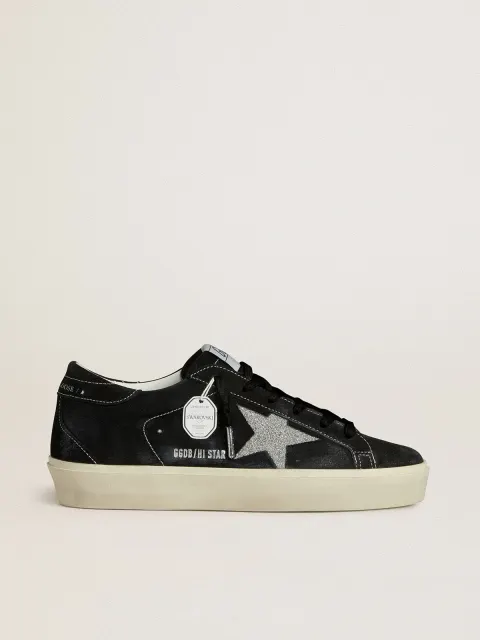 Hi Star Donna in suede nero con stella in cristalli Swarovski color argento