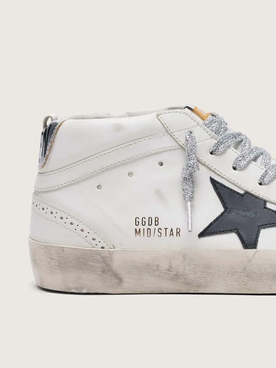 Mid Star Donna con talloncino laminato e lacci glitter