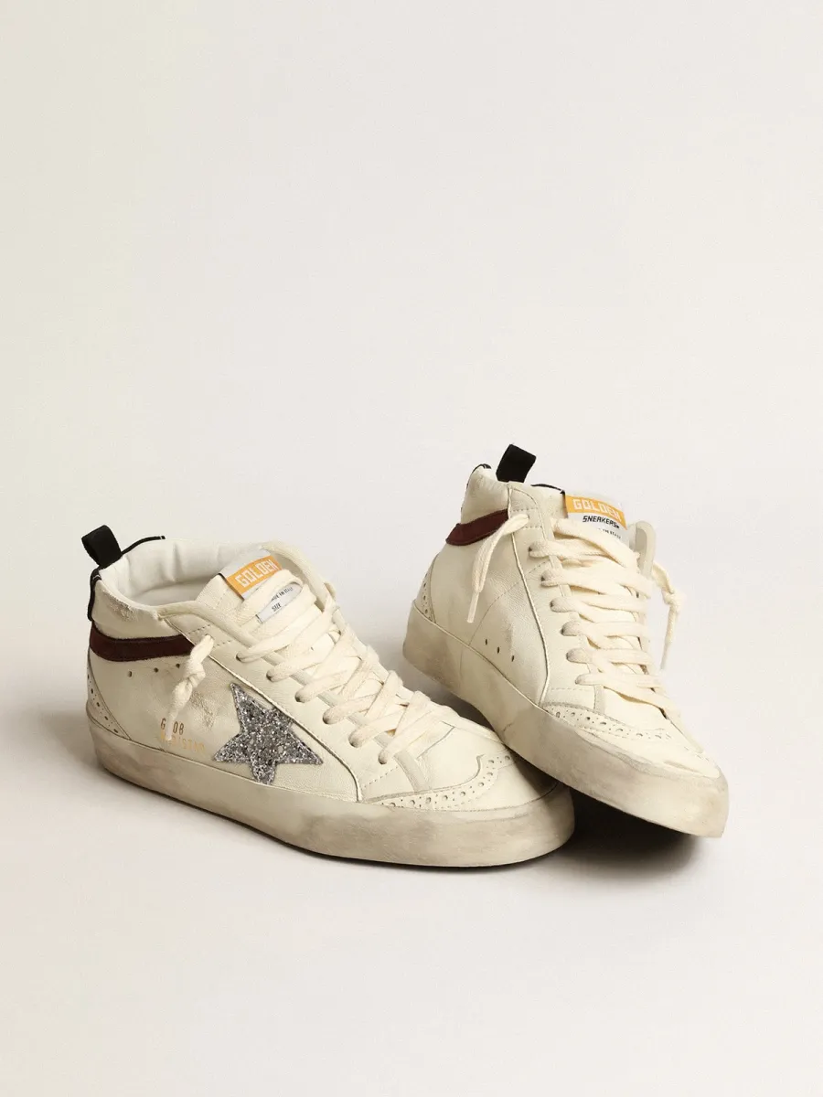 Mid Star LTD in nappa bianca con stella in glitter argento