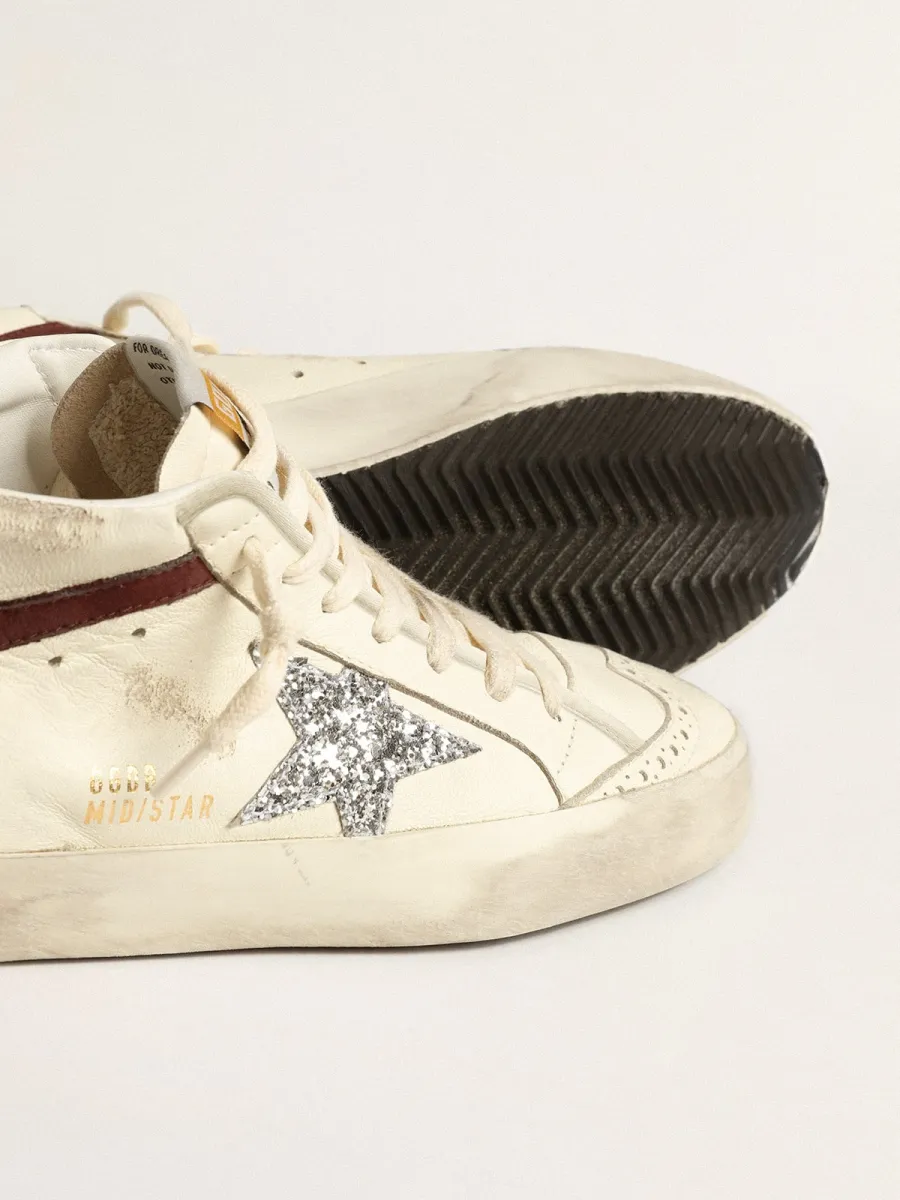 Mid Star LTD in nappa bianca con stella in glitter argento
