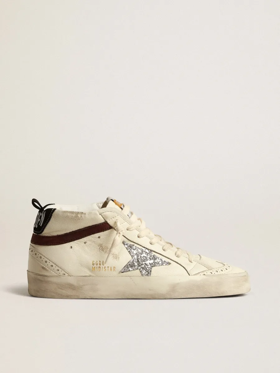 Mid Star LTD in nappa bianca con stella in glitter argento