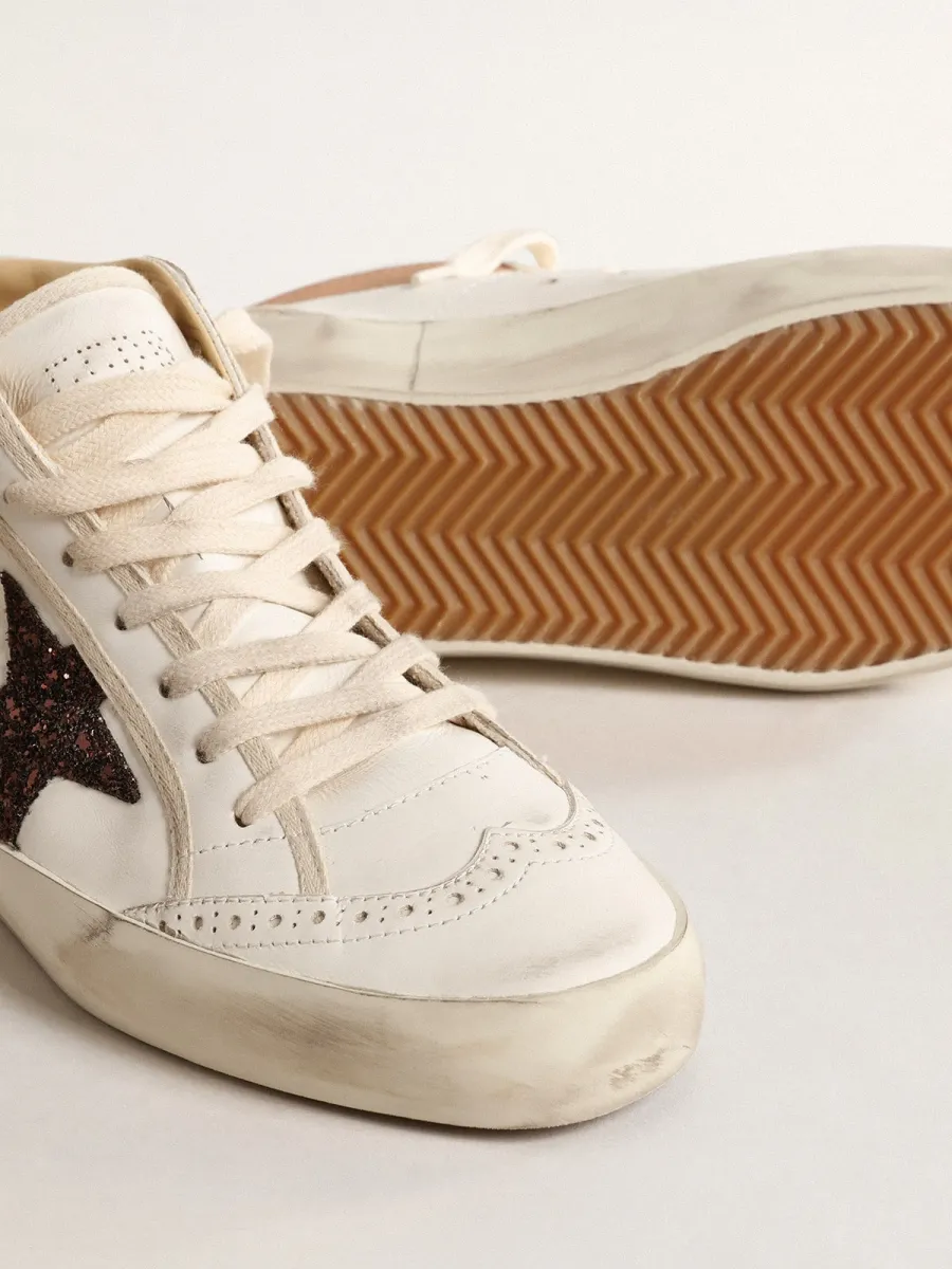 Mid Star  in nappa con stella in glitter e virgola in pelle nude