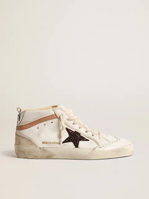 Mid Star  in nappa con stella in glitter e virgola in pelle nude