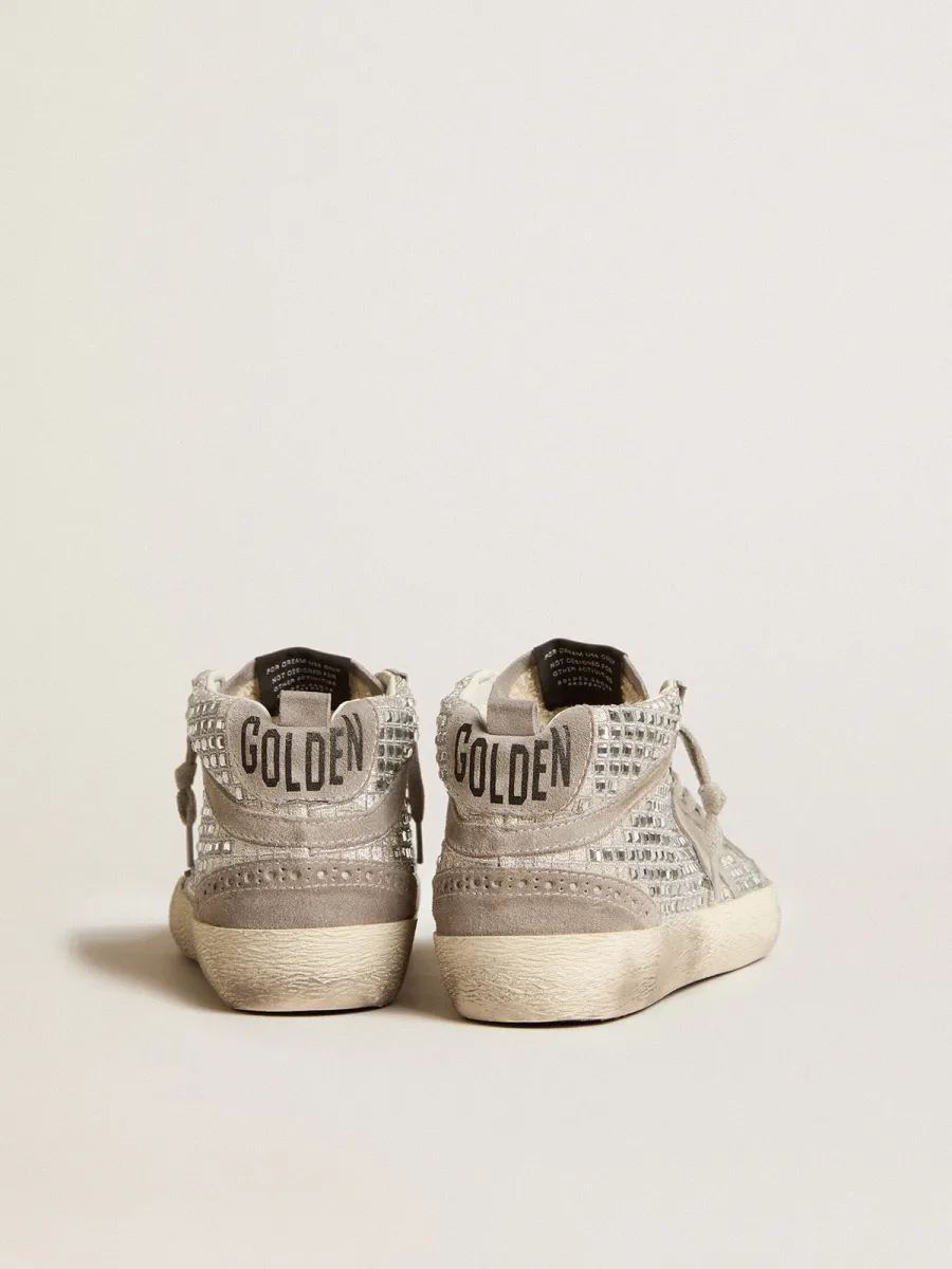 Mid Star in suede argento con cristalli Swarovski e stella in suede