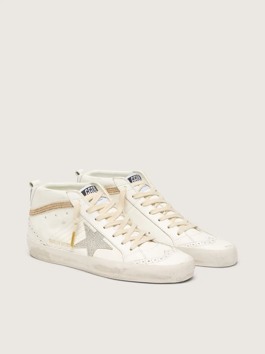 Mid Star  con stella e virgola in suede con cristalli Swarovski