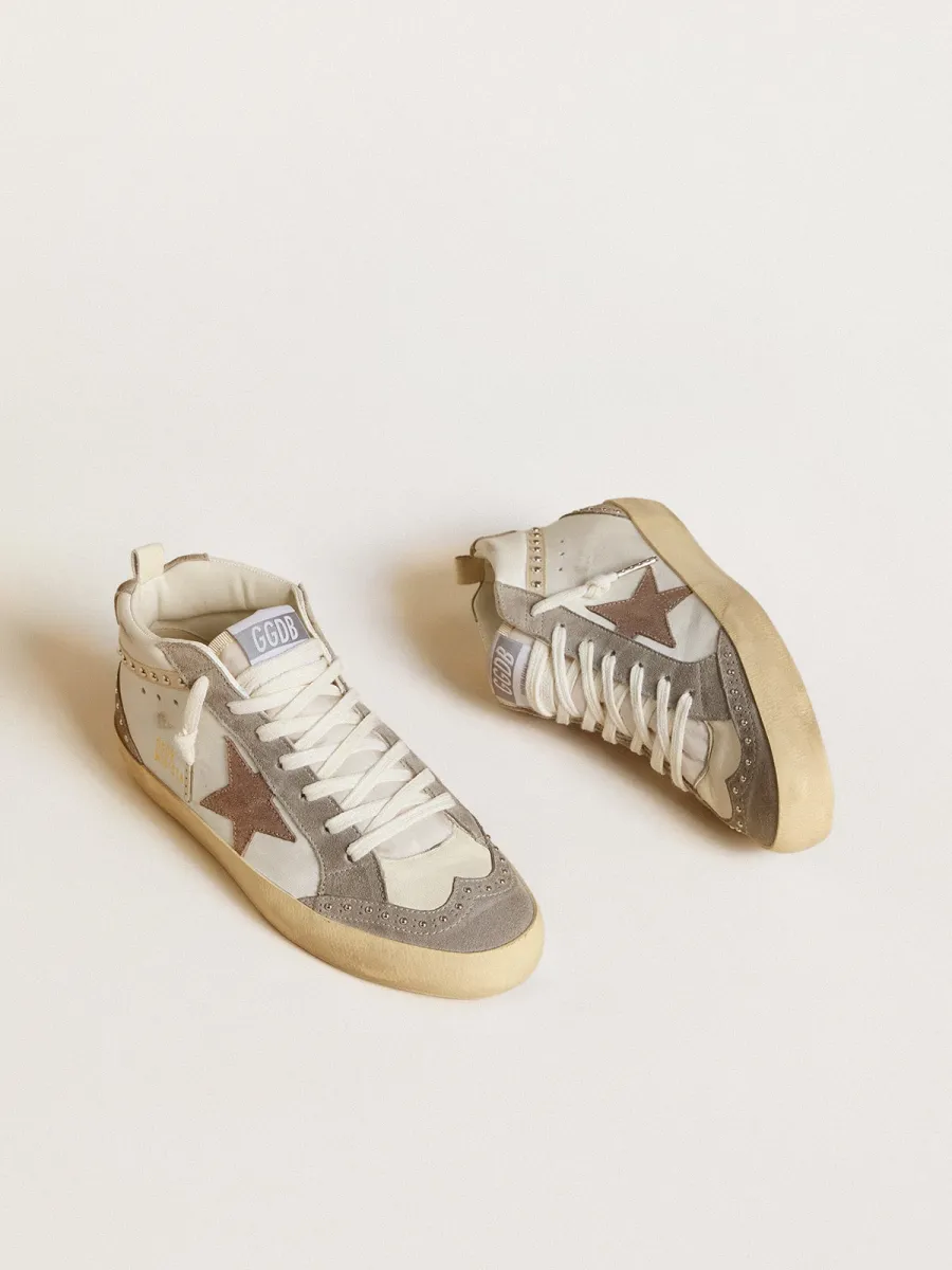 Mid Star Donna in nappa e suede con stella in pelle laminata marrone chiaro