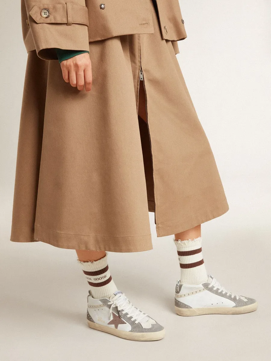 Mid Star Donna in nappa e suede con stella in pelle laminata marrone chiaro