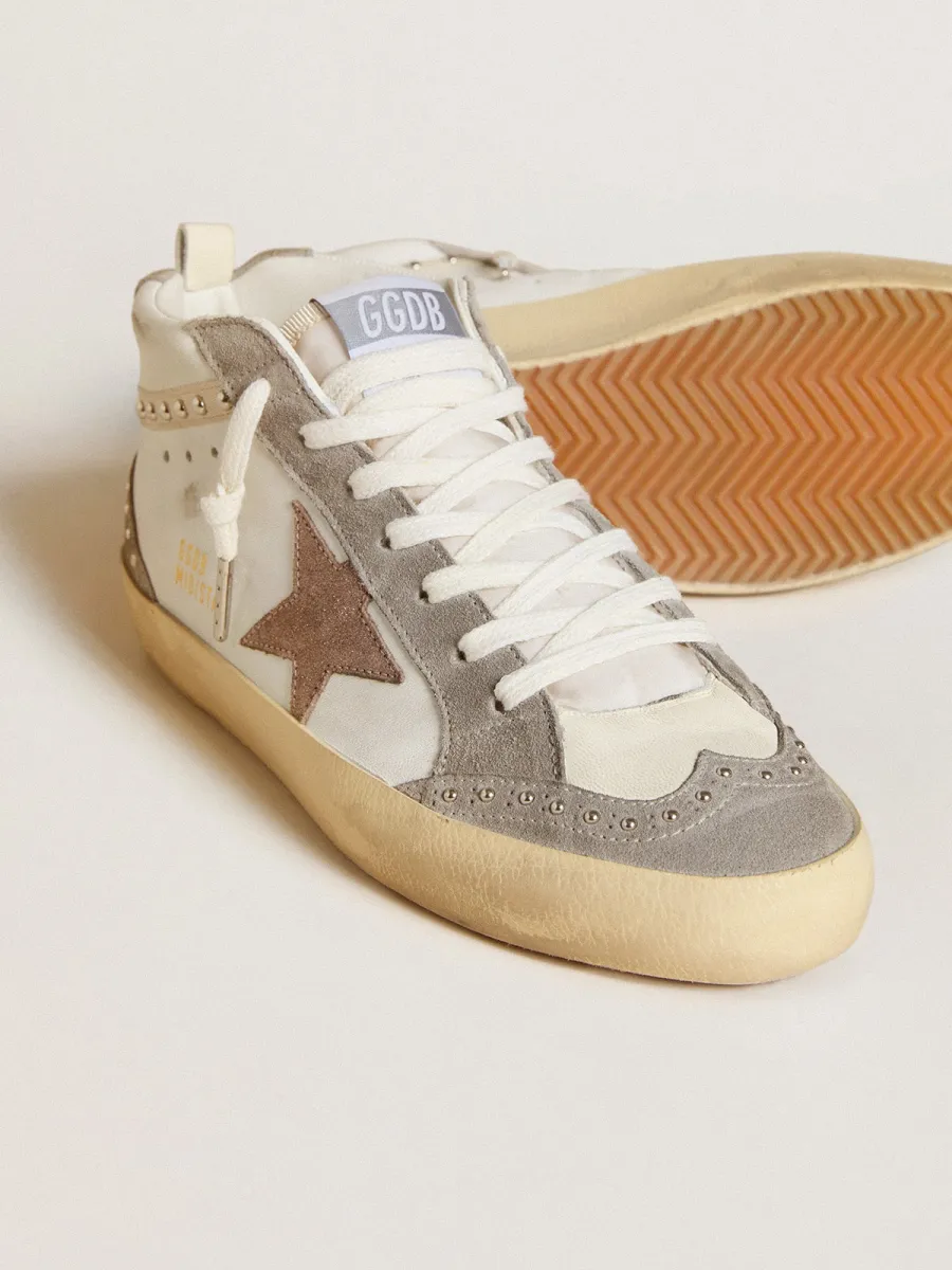 Mid Star Donna in nappa e suede con stella in pelle laminata marrone chiaro
