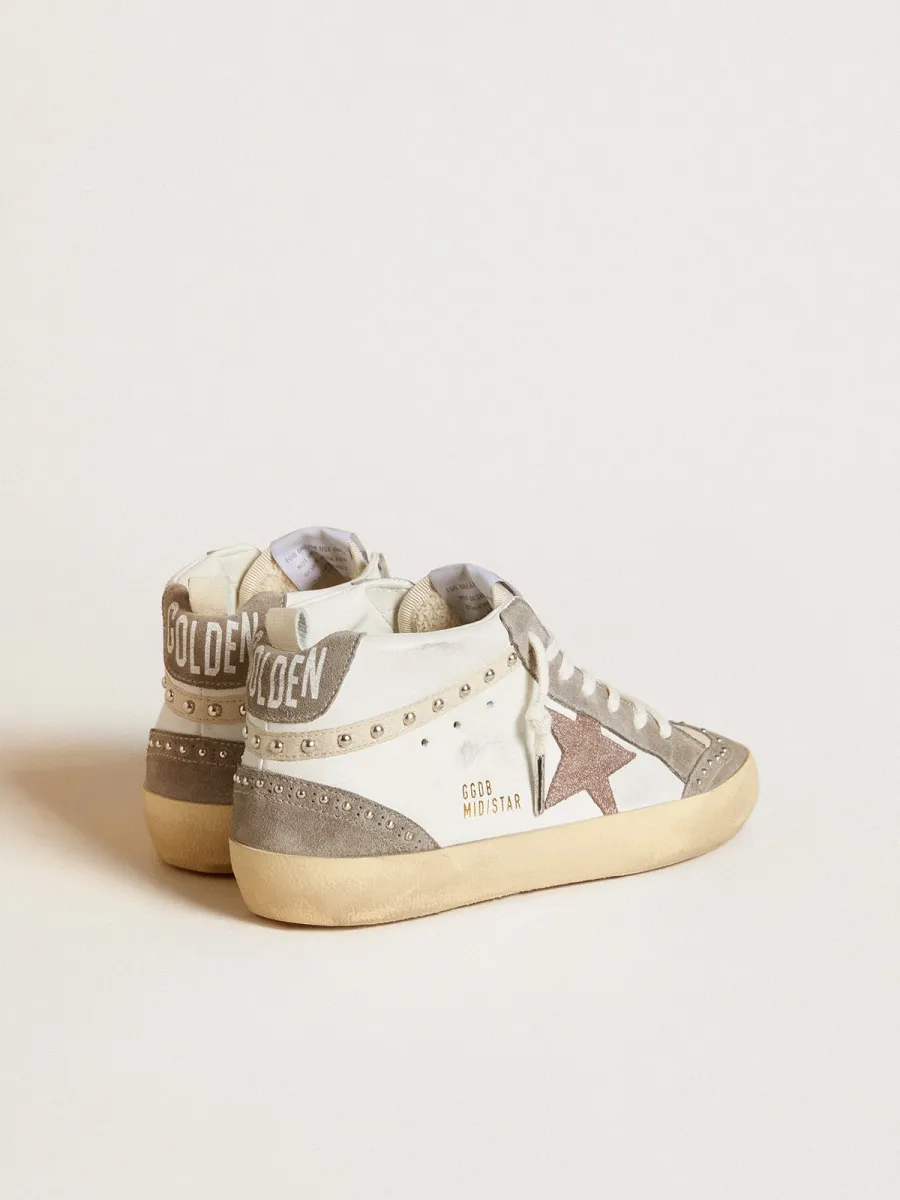 Mid Star Donna in nappa e suede con stella in pelle laminata marrone chiaro
