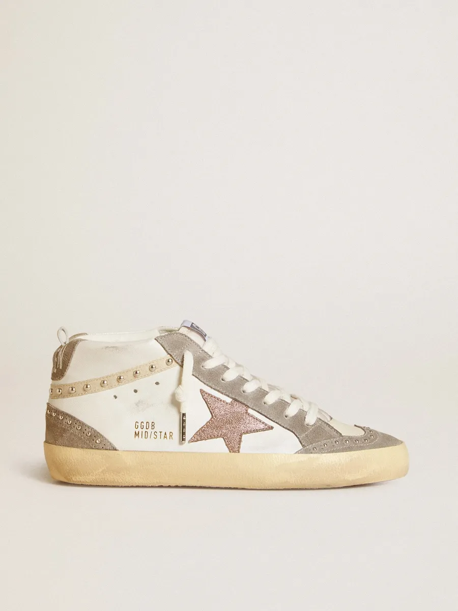 Mid Star Donna in nappa e suede con stella in pelle laminata marrone chiaro