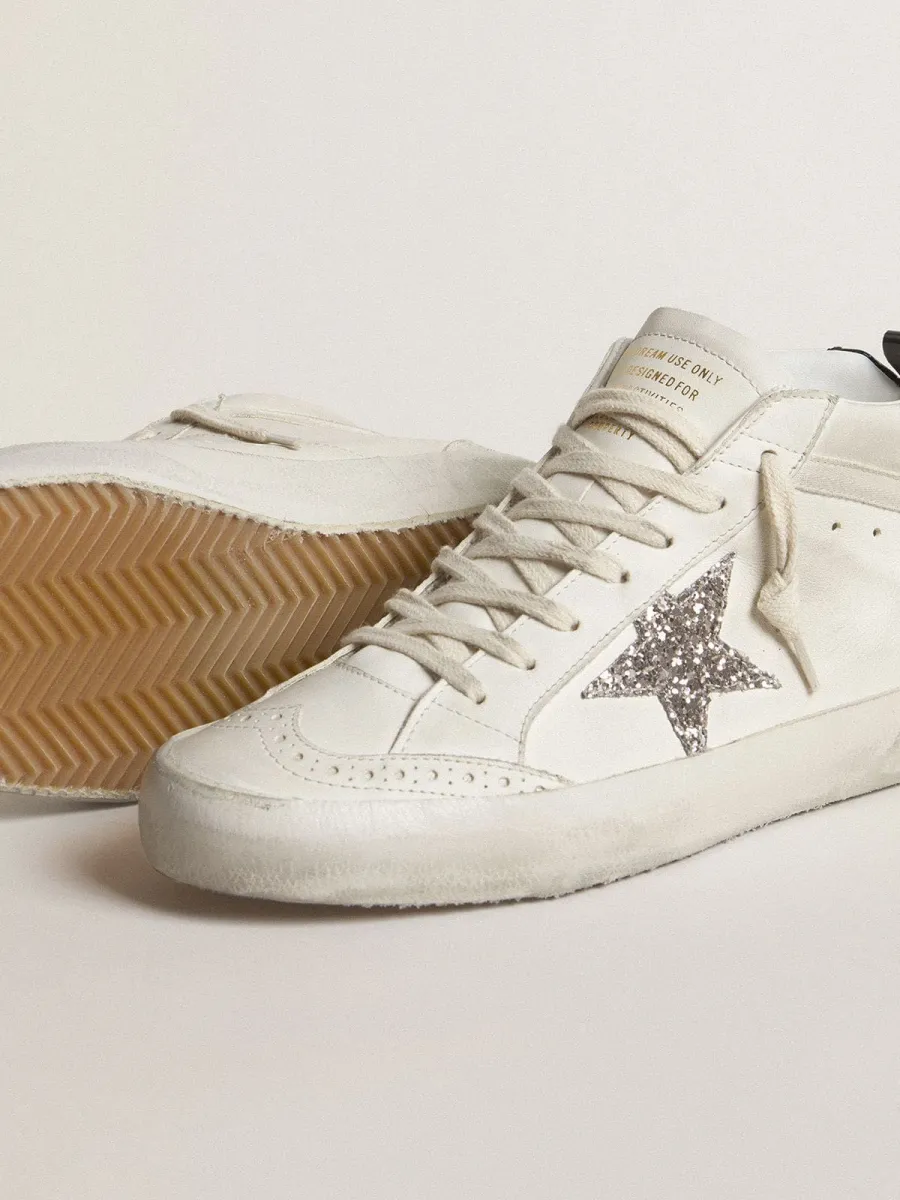 Mid Star Donna con stella in glitter argento e talloncino laminato nero