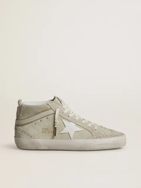 Mid Star in suede color grigio chiaro con stella in pelle bianca