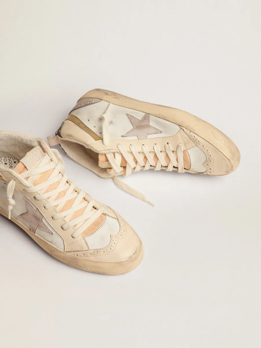 Mid Star Donna con stella in suede grigio chiaro e virgola dorata