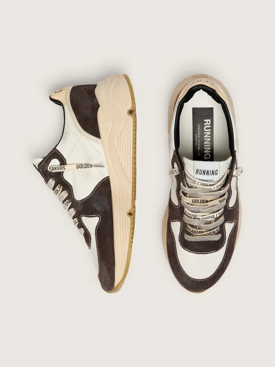 Running Sole  Donna in nappa e suede marrone con stella in cristalli Swarovski