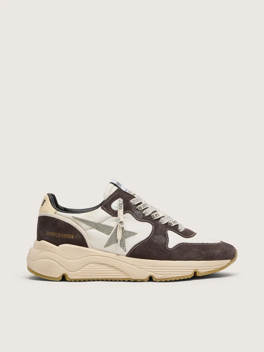 Running Sole  Donna in nappa e suede marrone con stella in cristalli Swarovski