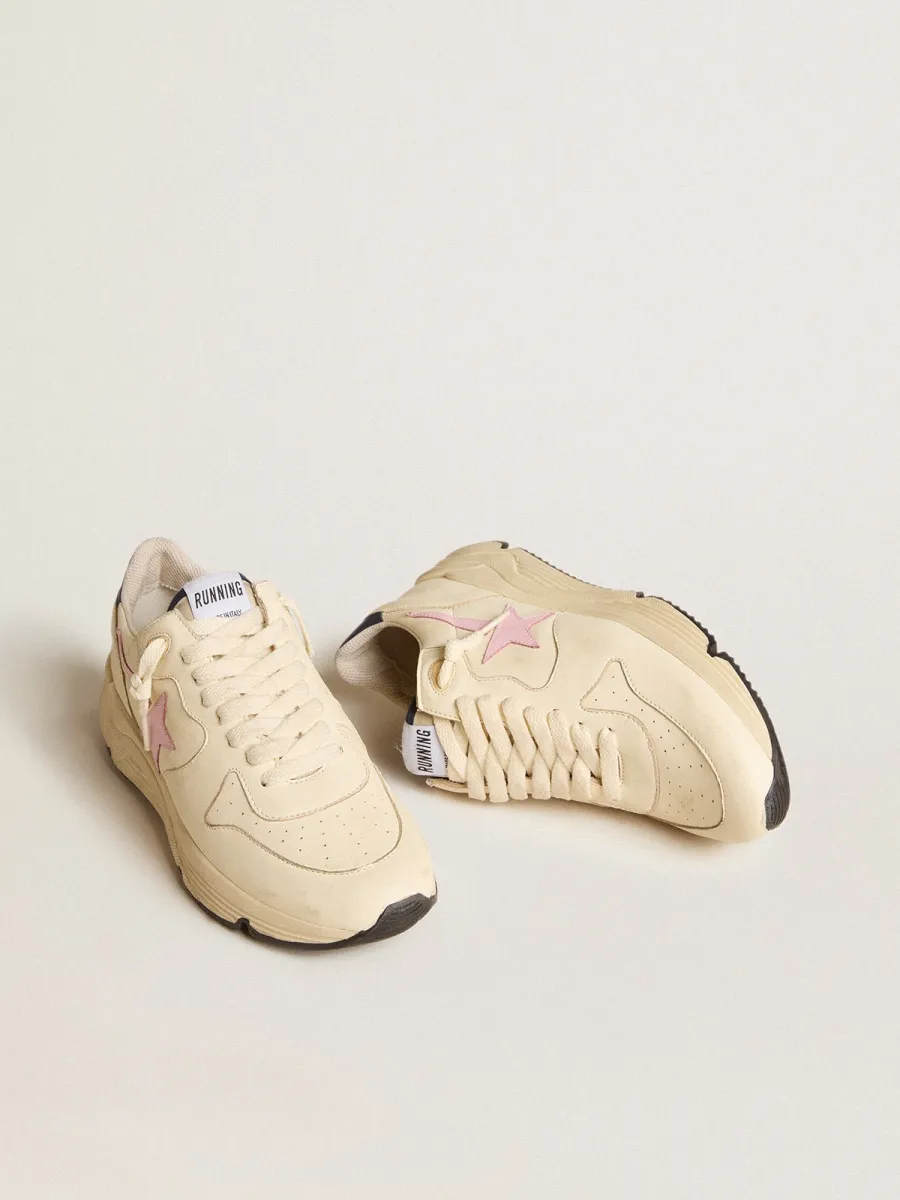 Running Sole Donna in nappa con stella in pelle rosa e talloncino in pelle blu