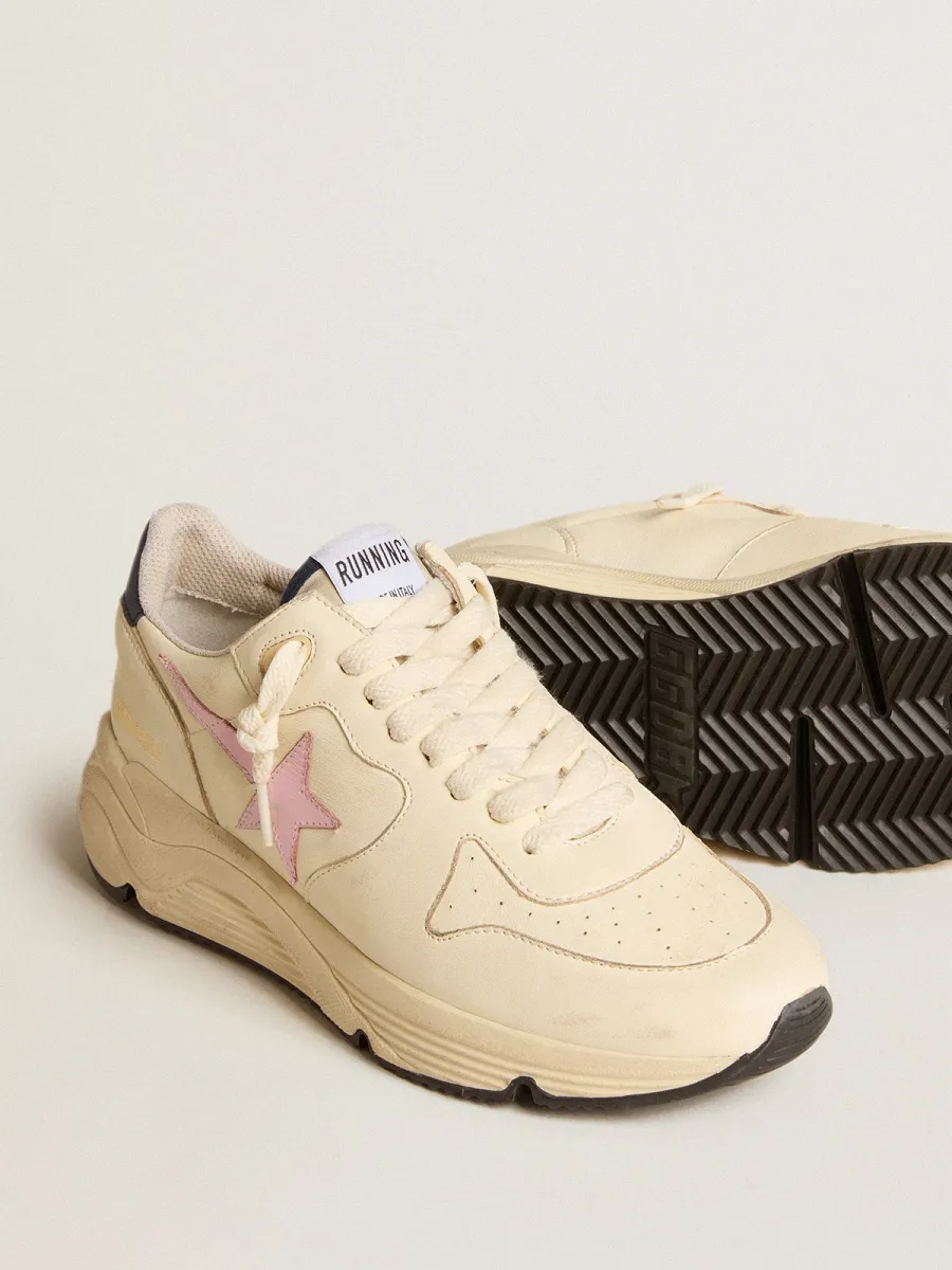Running Sole Donna in nappa con stella in pelle rosa e talloncino in pelle blu