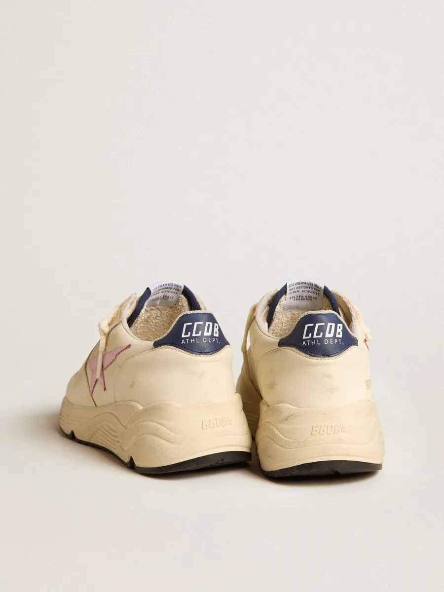 Running Sole Donna in nappa con stella in pelle rosa e talloncino in pelle blu